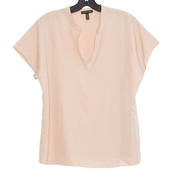 Eileen Fisher Top Mandarin Collar Minimalist Quiet Luxury Capsule Boho Dune XS - Picture 1 of 5